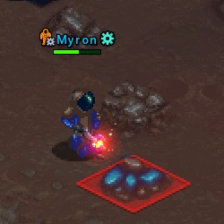 小惑星表面から採掘中